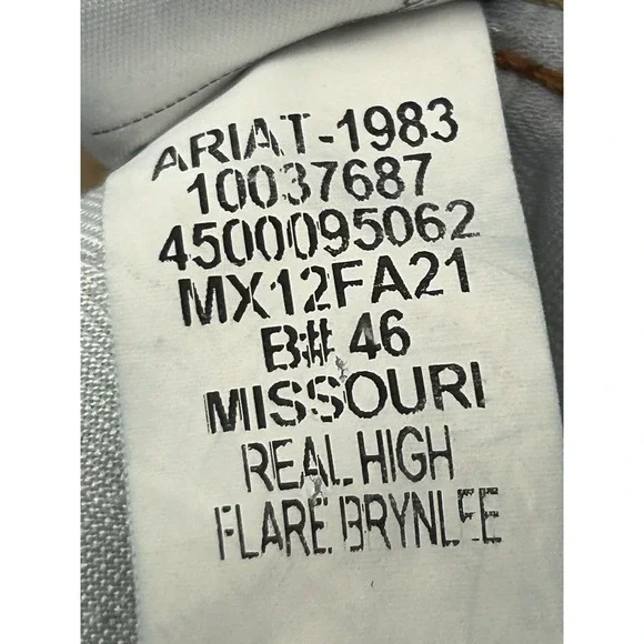 Ariat Jeans Womens 29 Long High Rise Flare REAL Brynlee Raw Hem Stretch Denim - Picture 9 of 10